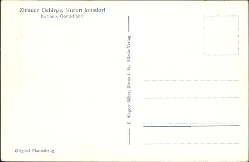 Ak Jonsdorf in Sachsen, Hotel Kurhaus Gondelfahrt