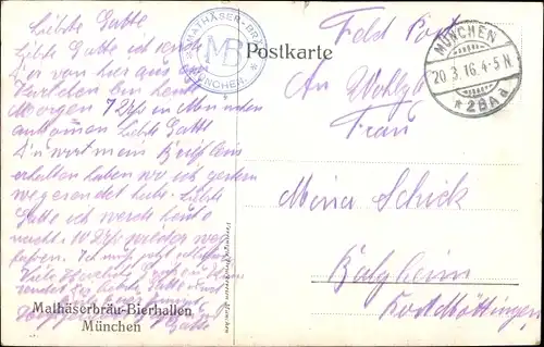 Künstler Ak Wagner, Richard, München, Mathäserbräu Bierhallen