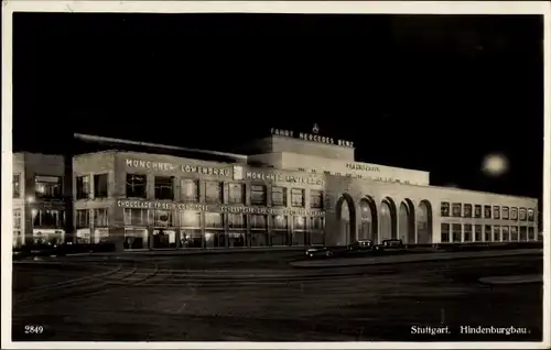 Ak Stuttgart in Württemberg, Hindenburgbau bei Nacht