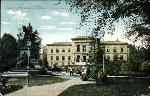 Ak Kiel, Universität, Kaiser Wilhelm Denkmal
