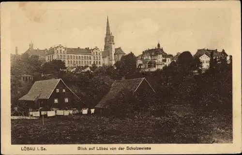 Ak Löbau in Sachsen, Ortsansicht, Blick von der Schulzewiese