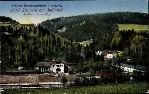 Ak Rentzschmühle Pöhl Vogtland,  Bahnhof, Hotel Steinicht, Elstertal