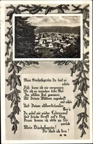 Passepartout Ak Bischofsgrün im Fichtelgebirge, Ortsansicht, Gedicht