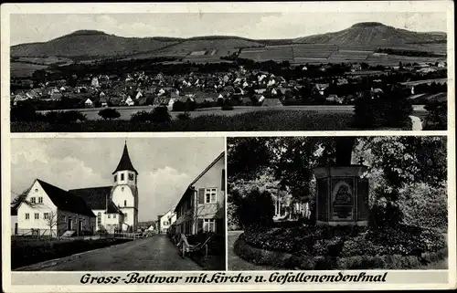 Ak Großbottwar in Württemberg, Gesamtansicht, Kirche, Gefallenendenkmal