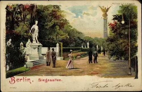 Halt gegen das licht Litho Berlin Tiergarten, Siegesallee, Denkmal