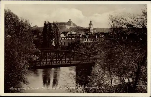 Ak Weißenfels an der Saale, Saalebrücke, Schloss, Marienkirche