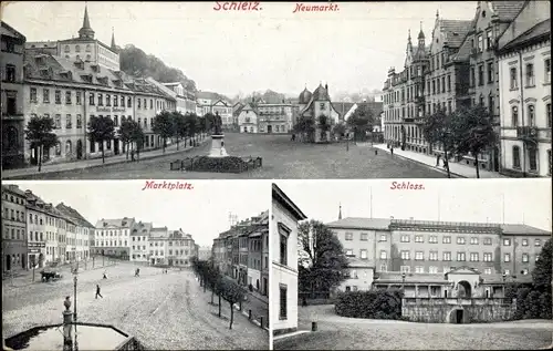 Ak Schleiz im Vogtland Thüringen, Neumarkt, Marktplatz, Schloss