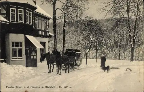 Ak Oberhof im Thüringer Wald, Postschlitten, Winter