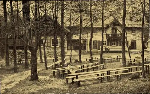 Ak Zell im Fichtelgebirge, Forsthaus Waldstein, Gasthaus, Garten