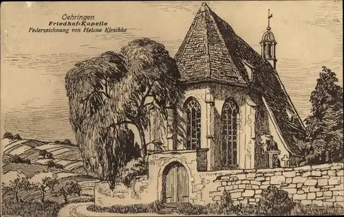 Künstler Ak Oehringen Öhringen im Hohenlohekreis Württemberg, Friedhof Kapelle