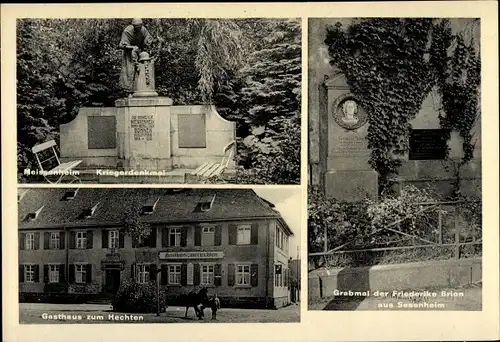 Ak Meißenheim am Rhein Baden, Kriegerdenkmal, Gasthaus zum Hechten, Grabmal Brion
