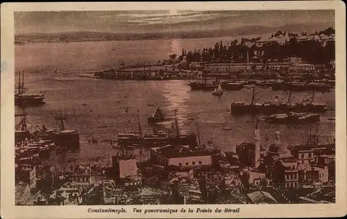 Ak Konstantinopel Istanbul Türkiye, Panoramablick auf Pointe du Serail