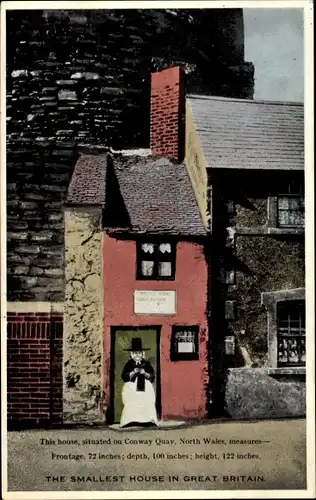 Ak Conway Conwy Wales, smallest house in Great Britain, Conway Quay