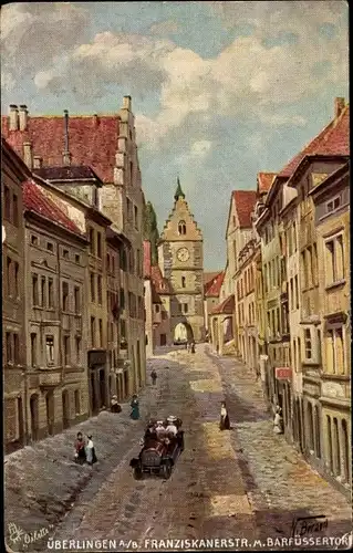 Künstler Ak Überlingen am Bodensee, Franziskanerstraße und Barfüßertor, Tuck No. 775