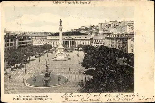 Ak Lisboa Lissabon Portugal, Blick auf den Platz, Brunnen, Denkmal