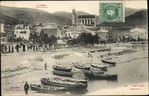 Ak Portbou Port Bou Katalonien, Hafen, Boote