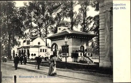 Ak Lüttich, Lüttich, Wallonien, Ausstellung 1905, Pavillon von Montenegro und Serbien