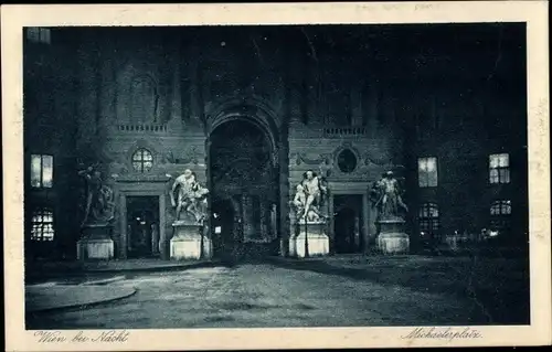 Ak Wien 1 Innere Stadt, Michaelsplatz bei Nacht