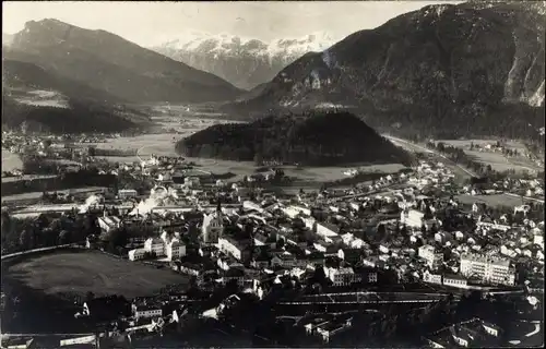 Ak Bad Ischl in Oberösterreich, Ortspanorama, Dachstein