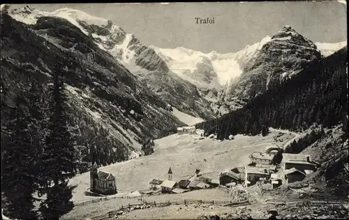 Ak Trafoi Stilfs Stelvio Südtirol, Talblick, Hütten, Gebirge