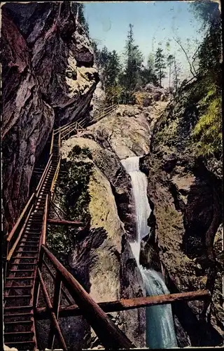 Ak Graz Steiermark, Hochlantsch, Grazer Alpen-Club-Steig durch die Bärenschützschlucht, Wasserfall