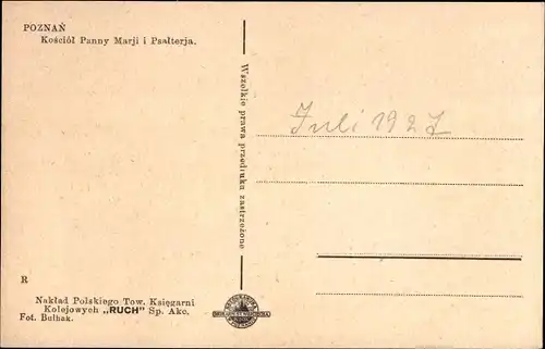 Ak Poznań Poznań, Kirche der Jungfrau Maria und Psalter