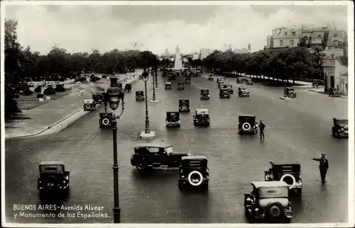 Ak Buenos Aires, Argentinien, Alvear Avenue und Denkmal der Spanier