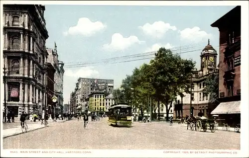 Ak Hartford Connecticut USA, Main Street, Rathaus