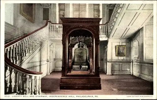 Ak Philadelphia Pennsylvania USA, Independence Hall, Liberty Bell und Stairway