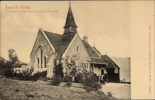 Ak Gardone Lago di Garda Lombardia, Deutsche evangelische Kirche