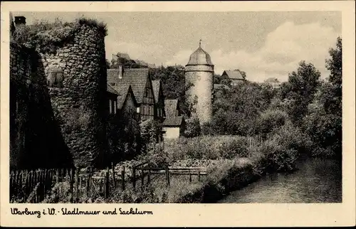 Ak Warburg in Westfalen, Stadtmauer, Sackturm