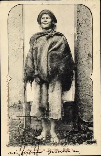 Ak Bolivien, Frau in Tracht, Südamerikanische Volkstypen
