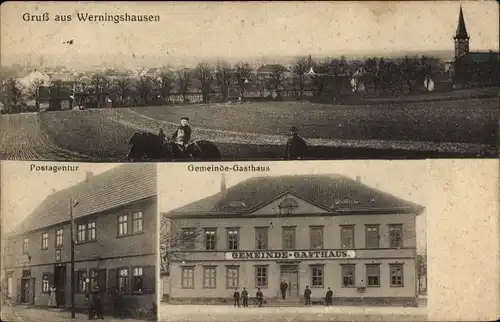 Ak Werningshausen in Thüringen, Gesamtansicht, Postagentur, Gemeinde Gasthaus