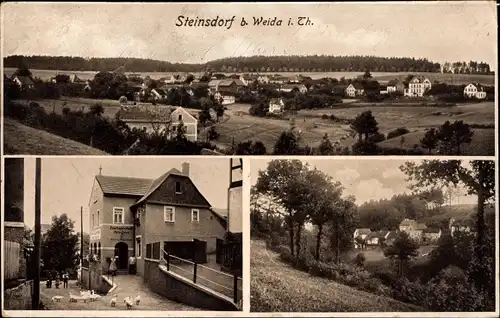 Ak Steinsdorf Weida in Thüringen, Panorama, Gastwirtschaft
