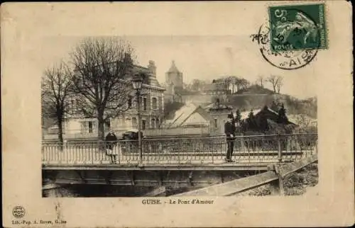 Ak Guise Aisne, Le Pont d’Amour