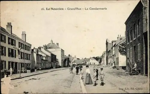 Ak Le Nouvion Aisne, Grand Rue, Gendarmerie