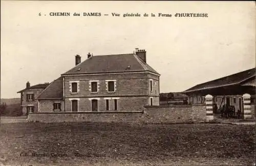 Ak La Ferme d'Hurtebise Aisne, Chemin des Dames, Gesamtansicht der Farm
