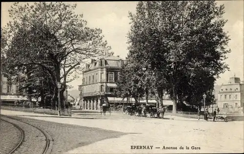 Ak Épernay Marne, Avenue de la Gare