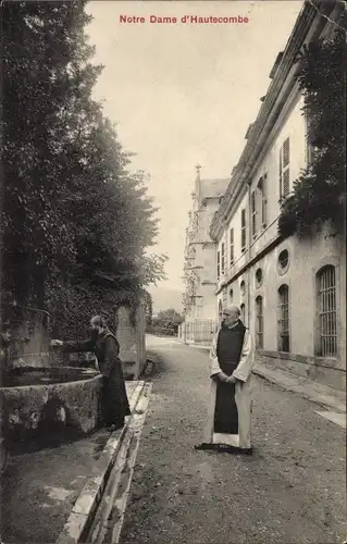 Ak Saint Pierre de Curtille Savoie, Notre Dame d'Hautecombe, Mönche, Brunnen