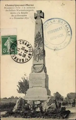 Ak Champigny sur Marne Val de Marne, Monument eleve a la memoire des Soldats Wurtembourgeois