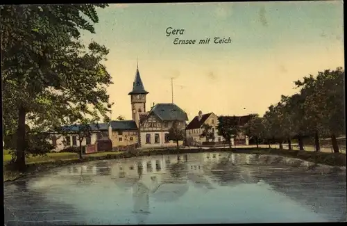 Ak Ernsee Gera in Thüringen,Teich
