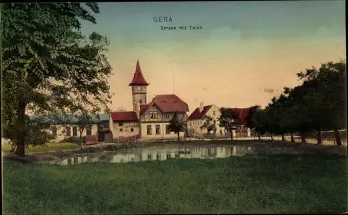 Ak Ernsee Gera in Thüringen,Teich