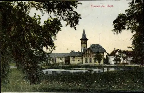 Ak Ernsee Gera in Thüringen,Teich