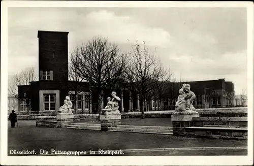 Ak Düsseldorf am Rhein, Puttengruppe im Rheinpark