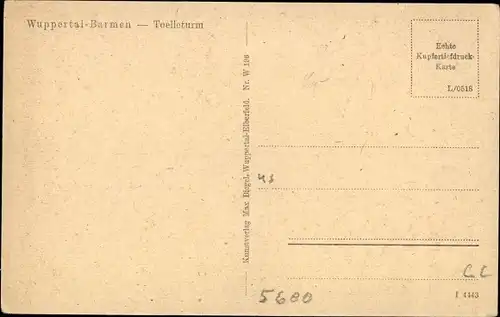 Ak Barmen Wuppertal, Toelleturm