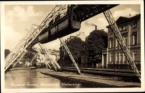 Ak Barmen Wuppertal, Schwebebahn, Wertherbrücke