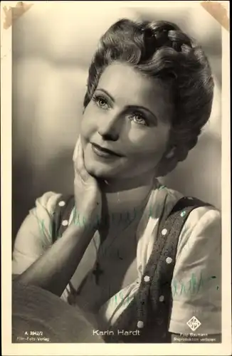 Ak Schauspielerin Karin Hardt, Portrait, Autogramm