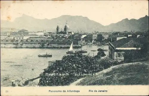 Ak Rio de Janeiro Brasilien, Panorama da Alfandega