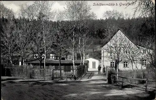 Ak Mohlsdorf Teichwolframsdorf in Thüringen, Partie an der Schlotenmühle