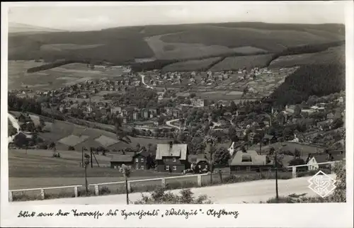 Ak Sachsenberg Georgenthal Klingenthal Vogtland, Blick auf den Ort mit Umgebung, Sporthotel Waldgut